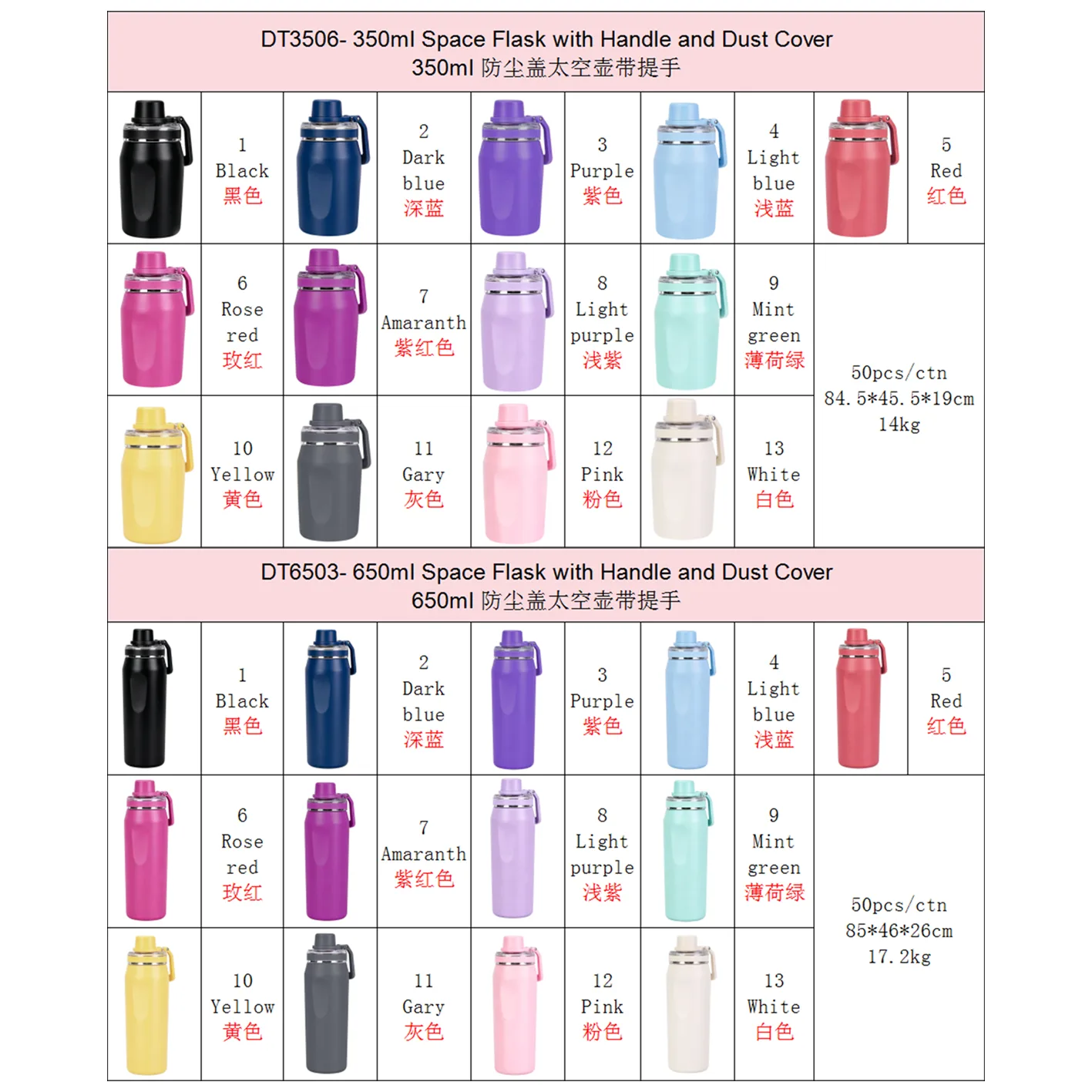 DT3506 DT6503 DT9502- Space Flask with Handle and Dust Cover