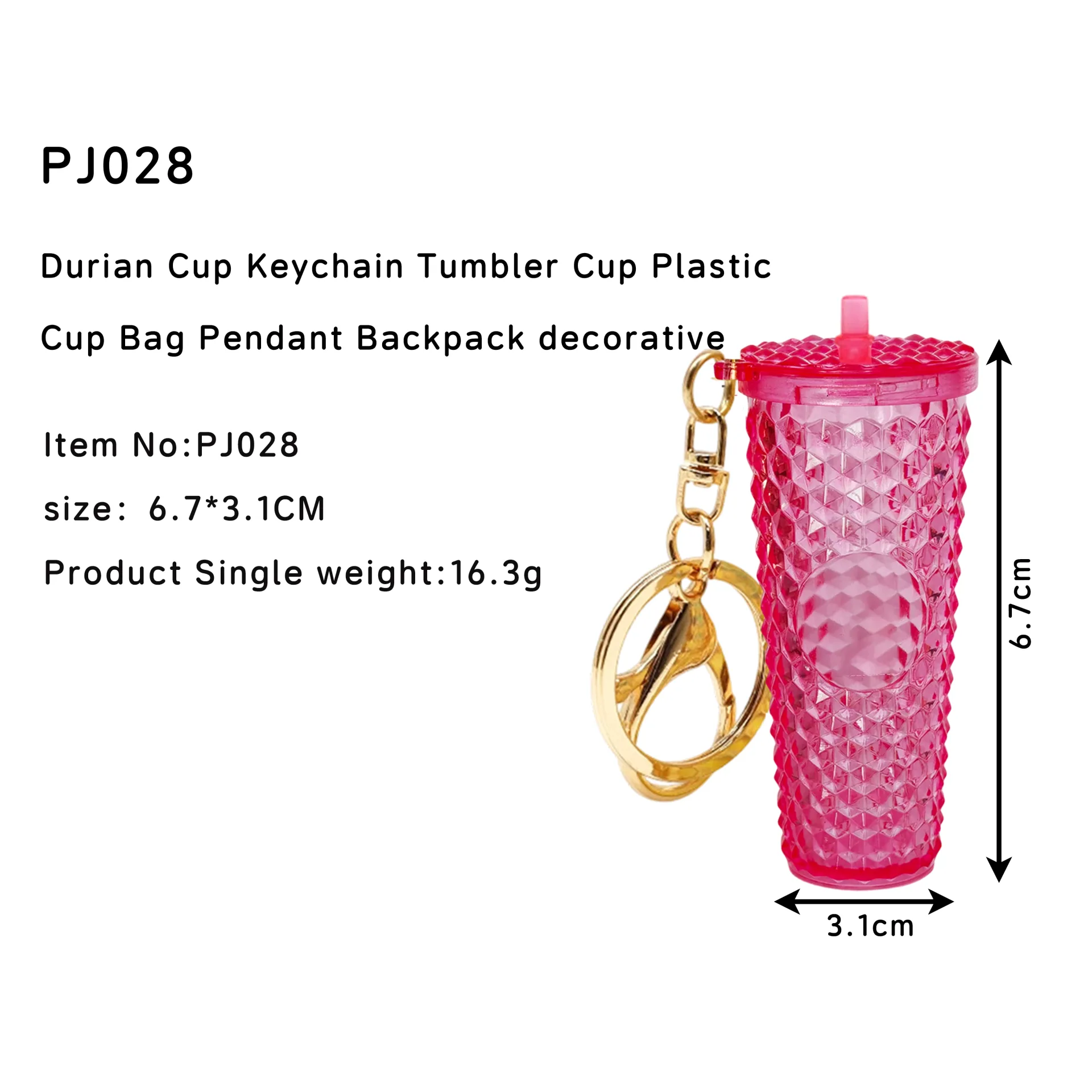 PJ028-Durian cup pendant with keychain
