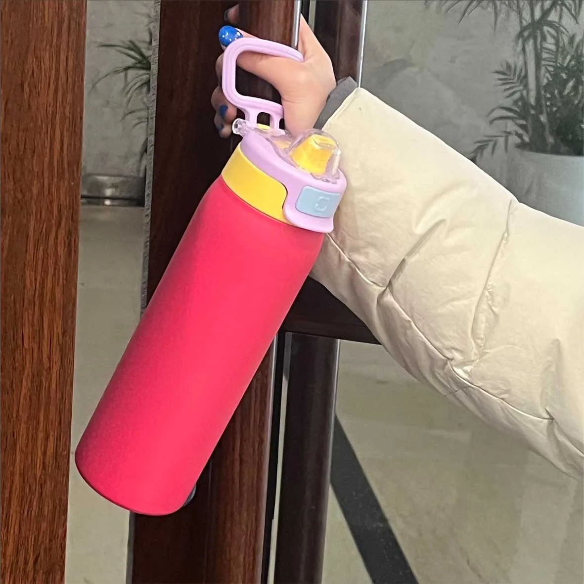 DT6502 DT9501- double wall stainless steel bottle with press bounce handle lid