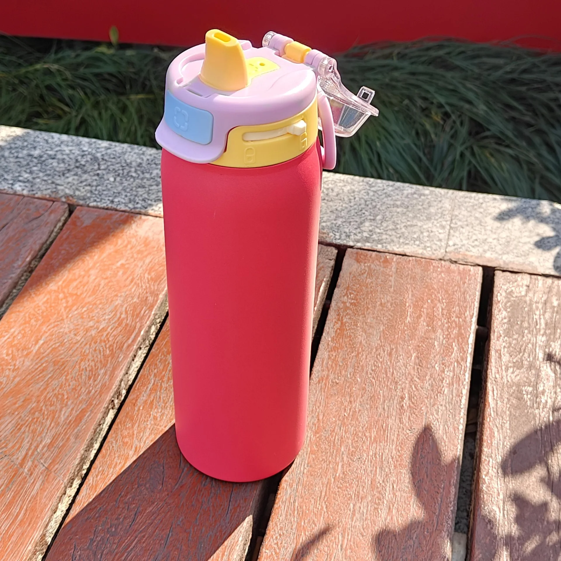 DT6502 DT9501- double wall stainless steel bottle with press bounce handle lid