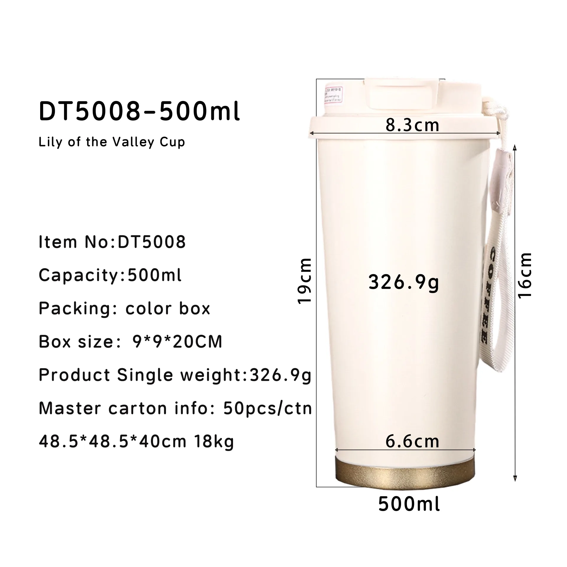 DT5008-500ml Double-drinking handle cup